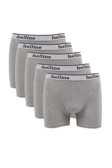 SheDo 5 adet Feelline Gri Pamuklu Doğal Likralı Erkek Boxer
