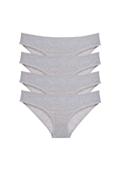 SheDo 4 adet Süper Eko Set Likralı Kadın Slip Külot Gri