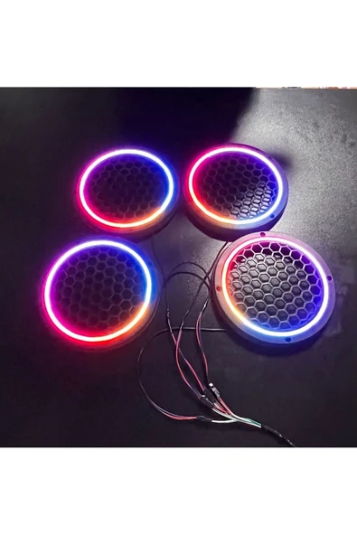 POZART AUDİO SYSTEMS Piksel Neon Ledli 20cm Midrange Hoparlör Kapağı 4adet Kapak+Modül Soketli Tak Çıkart Kolay Montaj - 2