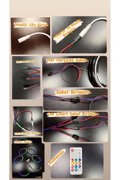 POZART AUDİO SYSTEMS Piksel Neon Ledli Oval 6*9 Hoparlör Midrange Kapağı 4adet Kapak+Modül Soket Tak Çıkart Kolay Montaj - 2