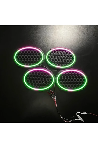 POZART AUDİO SYSTEMS Piksel Neon Ledli Oval 6*9 Hoparlör Midrange Kapağı 4adet Kapak+Modül Soket Tak Çıkart Kolay Montaj - 6