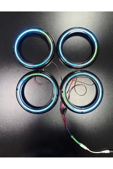 POZART AUDİO SYSTEMS Piksel Neon Ledli 20cm Peteksiz Hoparlör Midrange Çemberi 4kapak+Modül Kolay Montaj Jack Soketli - 2