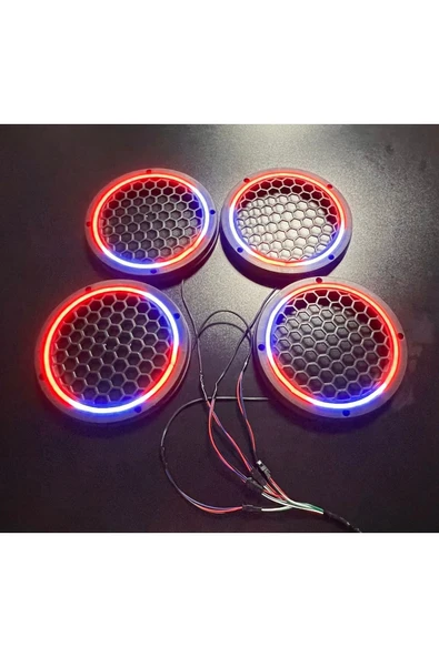 POZART AUDİO SYSTEMS Piksel Neon Ledli 20cm Midrange Hoparlör Kapağı 4adet Kapak+Modül Soketli Tak Çıkart Kolay Montaj - 5