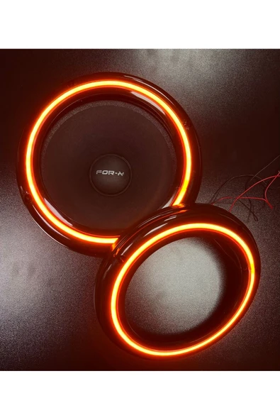 POZART AUDİO SYSTEMS Peteksiz Turuncu neon Işıklı 20cm Midrange ve Hoparlör Kapağı 1takım 2adet Hoparlörünüz Görünür - 2