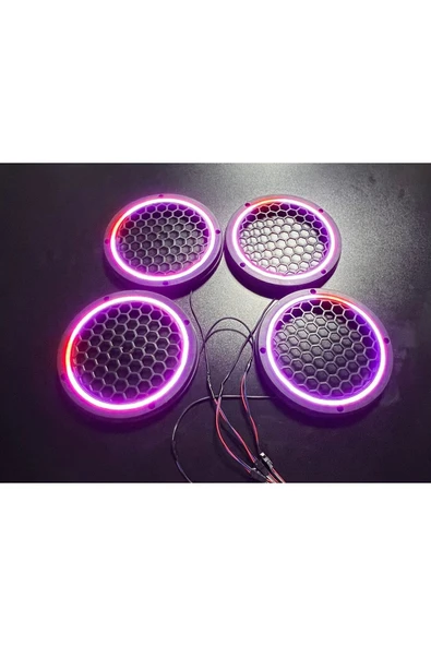 POZART AUDİO SYSTEMS Piksel Neon Ledli 20cm Midrange Hoparlör Kapağı 4adet Kapak+Modül Soketli Tak Çıkart Kolay Montaj - 6