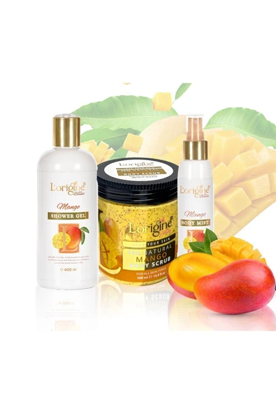 LORİGİNE DE LA BEAUTE Vücut Bakım Seti (vücut Peeling & Duş Jeli & Vücut Parfüm ) Mango Özlü 3ü 1arada