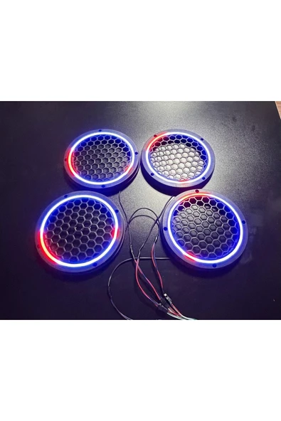 POZART AUDİO SYSTEMS Piksel Neon Ledli 20cm Midrange Hoparlör Kapağı 4adet Kapak+Modül Soketli Tak Çıkart Kolay Montaj - 4