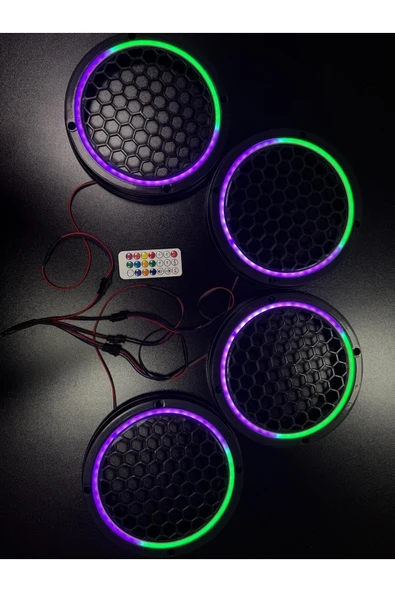 POZART AUDİO SYSTEMS Piksel Neon Ledli 20cm Midrange Hoparlör Kapağı 4adet Kapak+Modül Soketli Tak Çıkart Kolay Montaj