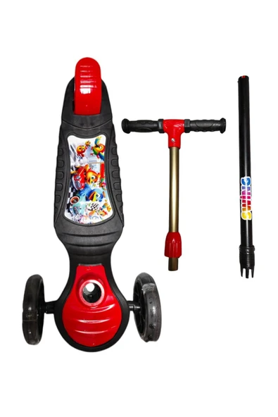ÇEKİRDEK ZEKA SWİNG SCOOTER KIRMIZI 3 tekerlekli LED IŞIKLI 3yaş+ Çocuk Scooter 40kğ Kapasiteli - Resim 7