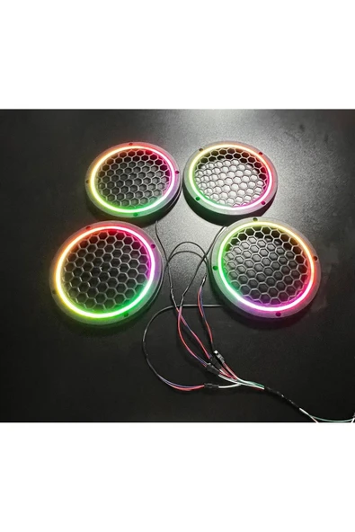POZART AUDİO SYSTEMS Piksel Neon Ledli 20cm Midrange Hoparlör Kapağı 4adet Kapak+Modül Soketli Tak Çıkart Kolay Montaj - 3