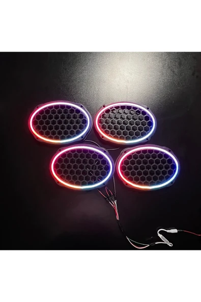 POZART AUDİO SYSTEMS Piksel Neon Ledli Oval 6*9 Hoparlör Midrange Kapağı 4adet Kapak+Modül Soket Tak Çıkart Kolay Montaj - 3