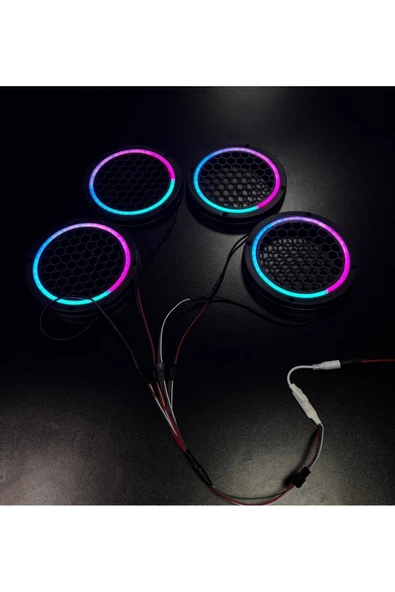 POZART AUDİO SYSTEMS Piksel Neon Ledli 16cm Midrange Hoparlör Kapağı 4adet Kapak+Modül Soketli Tak Çıkart Kolay Montaj - 6