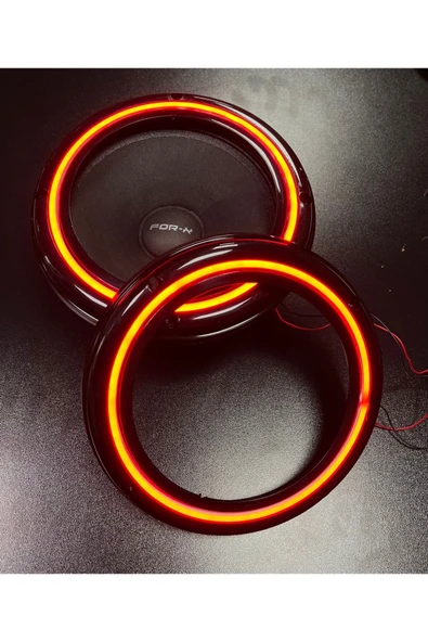 POZART AUDİO SYSTEMS Peteksiz Kırmızı Neon Işıklı 20CM Midrange ve Hoparlör Kapağı 1takım 2adet Hoparlörünüz Görünür - 2