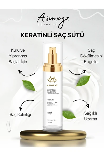 ASİMEYZ Hızlı Onarıcı Keratinli Saç Bakım Sütü / Fön Spreyi Kolajen ve Argan Desteği 200 ml - 2