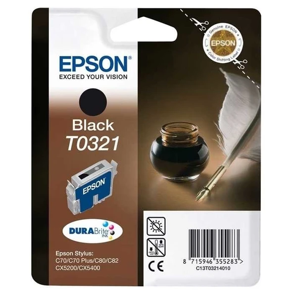 Tonersepeti Epson T0321-C13T03214020  Siyah Kartuş ürün görseli