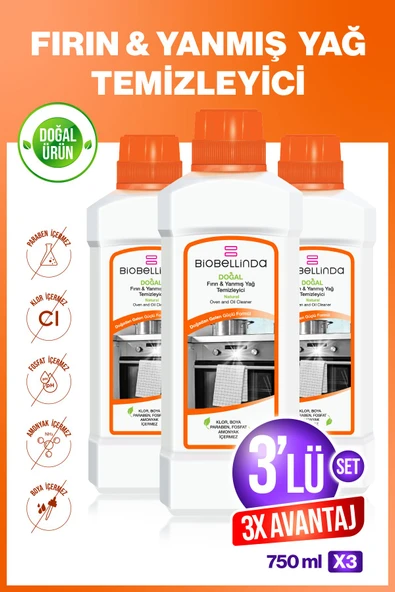 BİOBELLİNDA Fırın Ve Yanmış Yağ Temizleyici 750ml ( 3'lü Set )