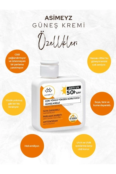 ASİMEYZ Çok Yönlü Yüksek Korumalı Spf +50 Faktör Anti UV Sun Care -Güneş Kremi 100 ml - 3