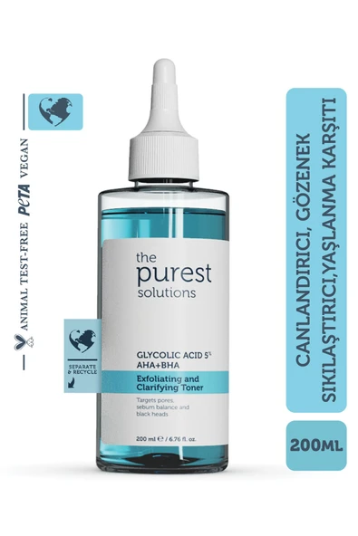 THE PUREST SOLUTİONS Canlandırıcı Ve Gözenek Sıkılaştırıcı Tüm Ciltler Için Glikolik Asit Tonik 200 Ml