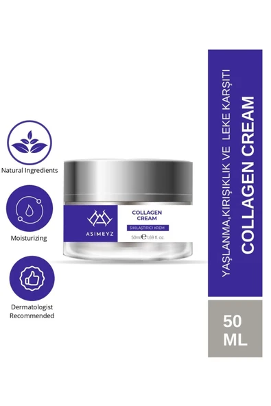ASİMEYZ Yaşlanma Karşıtı Kolajen Krem, Anti-aging, Kırışıklık Karşıtı, Sıkılaştırıcı, Onarıcı,Collagen 50ML