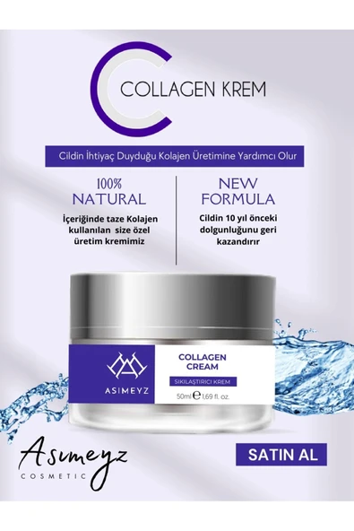 ASİMEYZ Yaşlanma Karşıtı Kolajen Krem, Anti-aging, Kırışıklık Karşıtı, Sıkılaştırıcı, Onarıcı,Collagen 50ML - 2