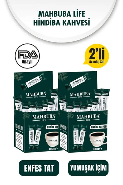 MAHBUBA Hindiba Kahvesi Detox Form Diyet Glutensiz Kahve 2x 120gr ( 2 AYLIK KULLANIM )