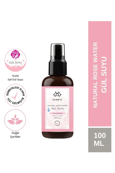 ASİMEYZ Saf Gül Suyu %100 Doğal, Yağı Alınmamış 100 ml Sprey
