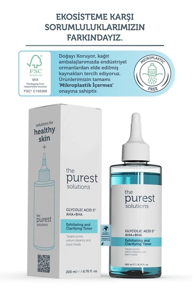 THE PUREST SOLUTİONS Canlandırıcı Ve Gözenek Sıkılaştırıcı Tüm Ciltler Için Glikolik Asit Tonik 200 Ml - 6
