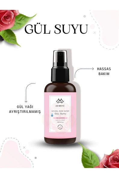 ASİMEYZ Saf Gül Suyu %100 Doğal, Yağı Alınmamış 100 ml Sprey - 2