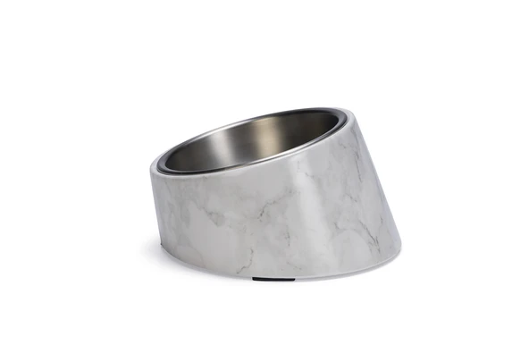 Beeztees DBL Kedi Mama Su Kabı, Paslanmaz Çelik, Beyaz Mermer Görünümlü, 14,5x3,3x7,6cm, 160ml ürün görseli