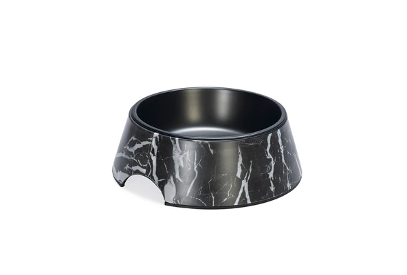 Beeztees DBL Köpek Mama Su Kabı, Mat Siyah Paslanmaz Çelik, Siyah Mermer Görünümlü, 22cm, 700ml ürün görseli