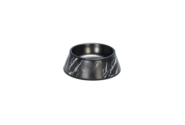 Beeztees DBL Köpek Mama Su Kabı, Mat Siyah Paslanmaz Çelik, Siyah Mermer Görünümlü, 14cm, 160ml ürün görseli