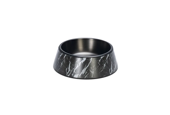 Beeztees DBL Köpek Mama Su Kabı, Mat Siyah Paslanmaz Çelik, Siyah Mermer Görünümlü, 17,5cm, 350ml ürün görseli