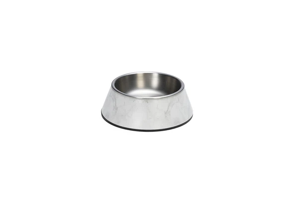 Beeztees DBL Köpek Mama Su Kabı, Mat Paslanmaz Çelik, Beyaz Mermer Görünümlü, 14cm, 160ml ürün görseli