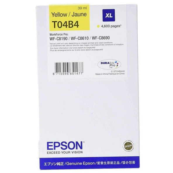 Tonersepeti Epson T04B4-C13T04B440 Yüksek Kapasiteli Sarı  Kartuş