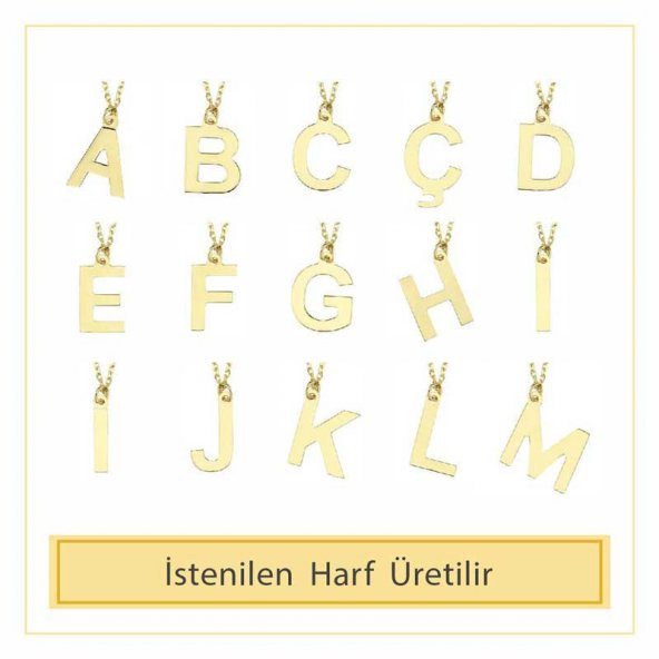 14 Ayar Altın L Harf Kolye - Resim 3