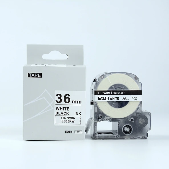 Tonersepeti Epson LC-7WBN Standard Beyaz Üzeri Siyah 36MM 9Metre Muadil Etiket