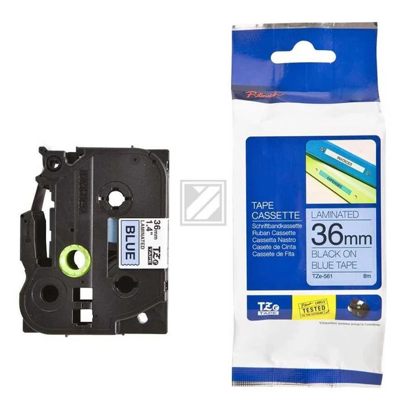 Tonersepeti Brother TZe-561 Mavi üzerine Siyah Laminasyonlu Muadil Etiket 36mm x 8m ürün görseli 1
