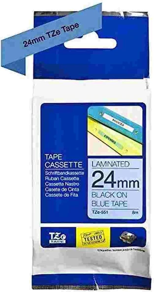 Tonersepeti Brother TZe-551 Mavi Üzerine Siyah Muadil Etiket 24mm ürün görseli 1