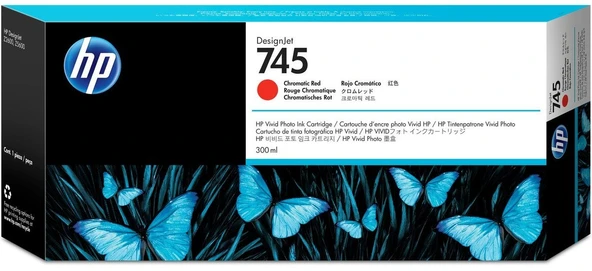 Feyza Bilişim HP 745 Chromatic Red 130 ml. Kromatik Kırmızı Orijinal Plotter Designjet Mürekkep Kartuşu (F9K00A)