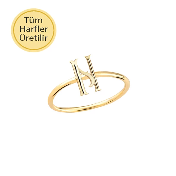 14 Ayar Altın N Harf Yüzük ürün görseli