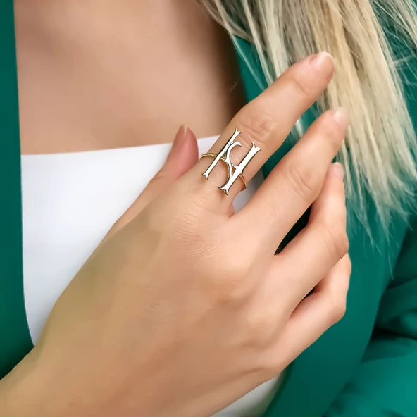 14 Ayar Altın N Harf Yüzük - Resim 2