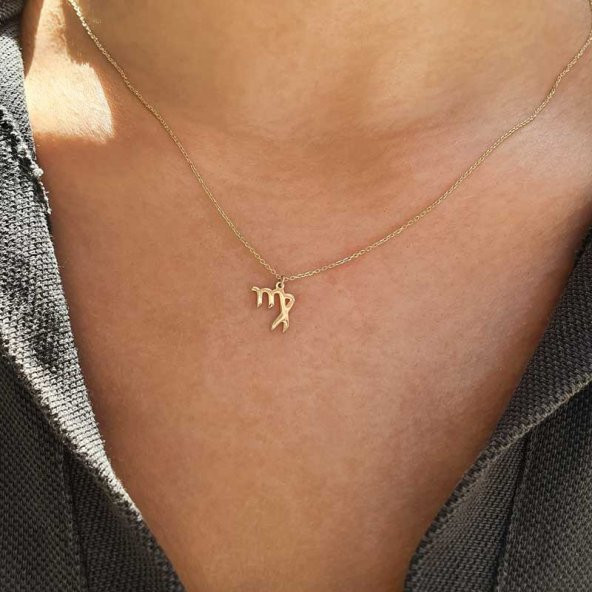 14 Ayar Altın Başak Burç Kolye - Resim 2