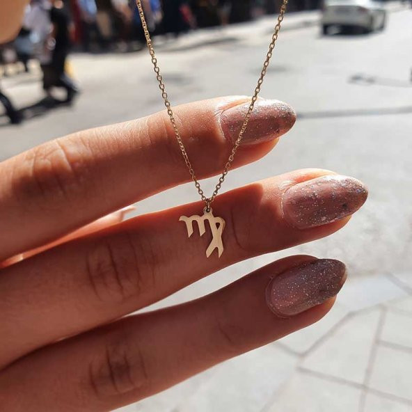 14 Ayar Altın Başak Burç Kolye - Resim 3