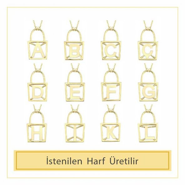14 Ayar Altın P Harfli Kilit Kolye - Resim 3