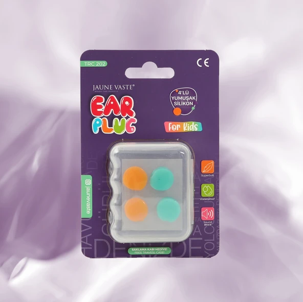 Jaune Vaste Yumuşak Silikon Çocuk Kulak Tıkacı 4'lü ürün görseli