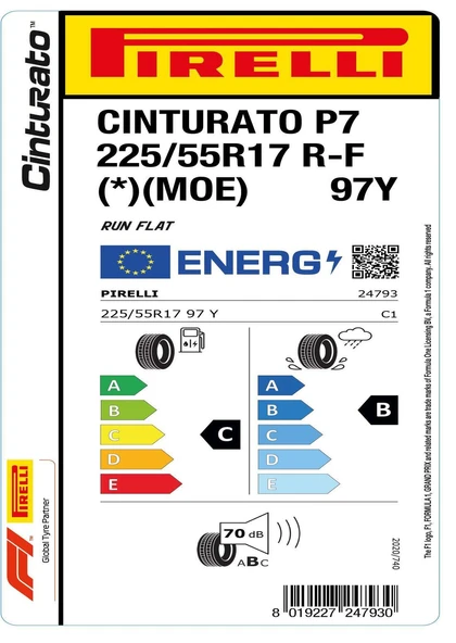 Pirelli 225/55 R17 97Y Cinturato P7 RFT  (*) MOE Oto Yaz Lastiği (Üretim: 2024) - 4
