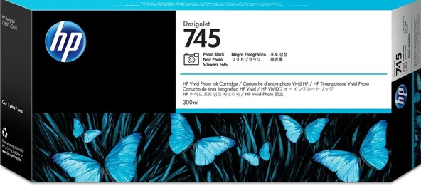 Feyza Bilişim HP 745 Photo Black 300 ml. Fotoğraf Siyahı Orijinal Plotter Designjet Mürekkep Kartuşu (F9K04A) ürün görseli