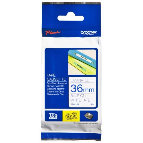 Tonersepeti Brother TZE-263 Mavi/Beyaz Lamine Etiket
