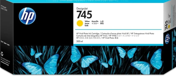 Feyza Bilişim HP 745 Yellow 300 ml. Sarı Orijinal Plotter Designjet Mürekkep Kartuşu (F9K02A) ürün görseli