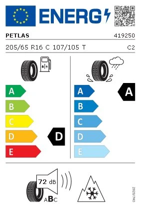 Petlas 205/65R16 C 107/105 8Pr Vanmaster+A/S (2024) - 2